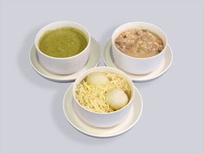 3 Kinds of Daily Fresh Soups 3 soups made fresh daily - Matzo ball, Mushroom Barley, & Split Pea